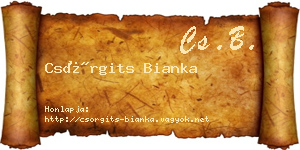 Csörgits Bianka névjegykártya